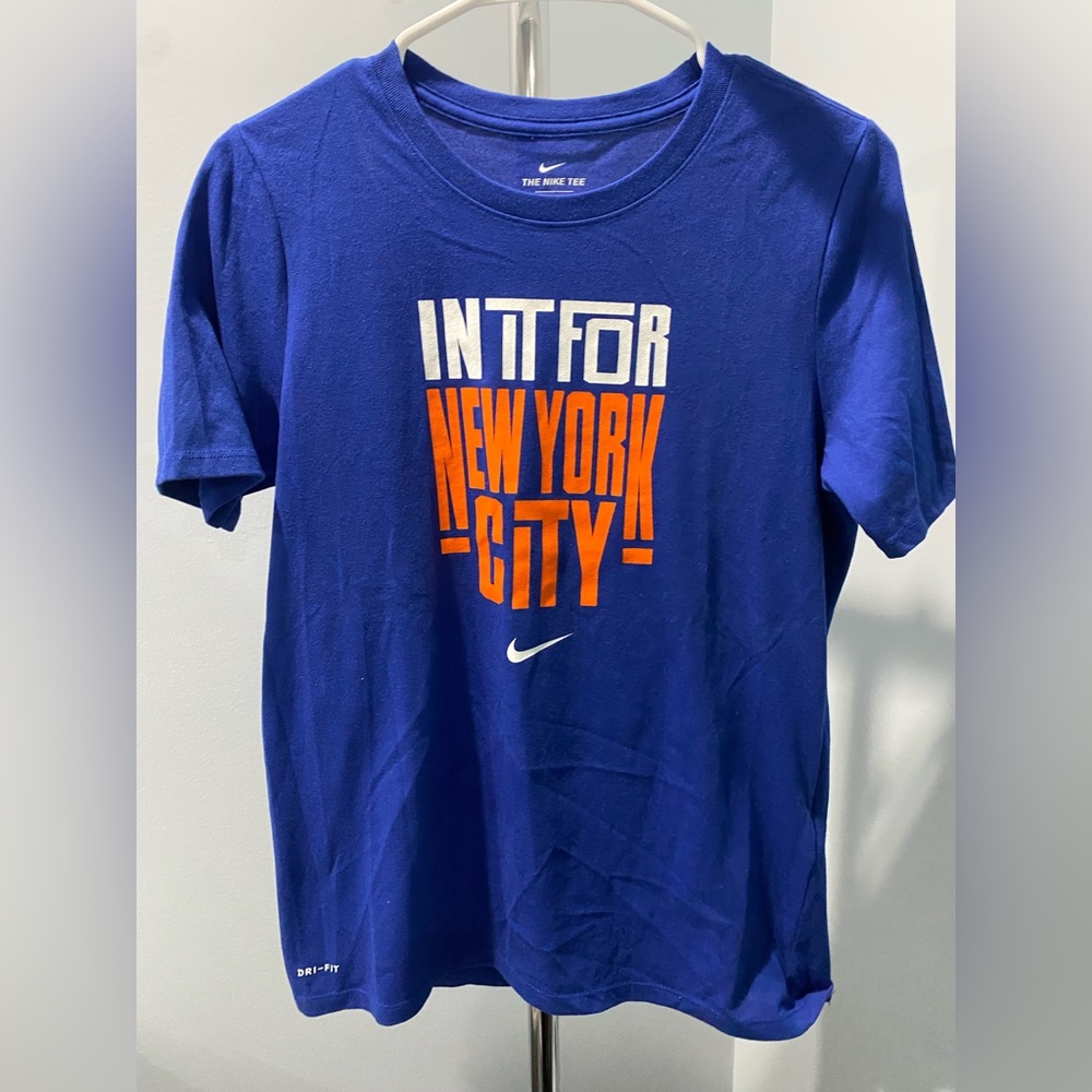 Nike NBA New York City Knicks Blue Dri Fit Shirt Boys Youth Size L (14/16)